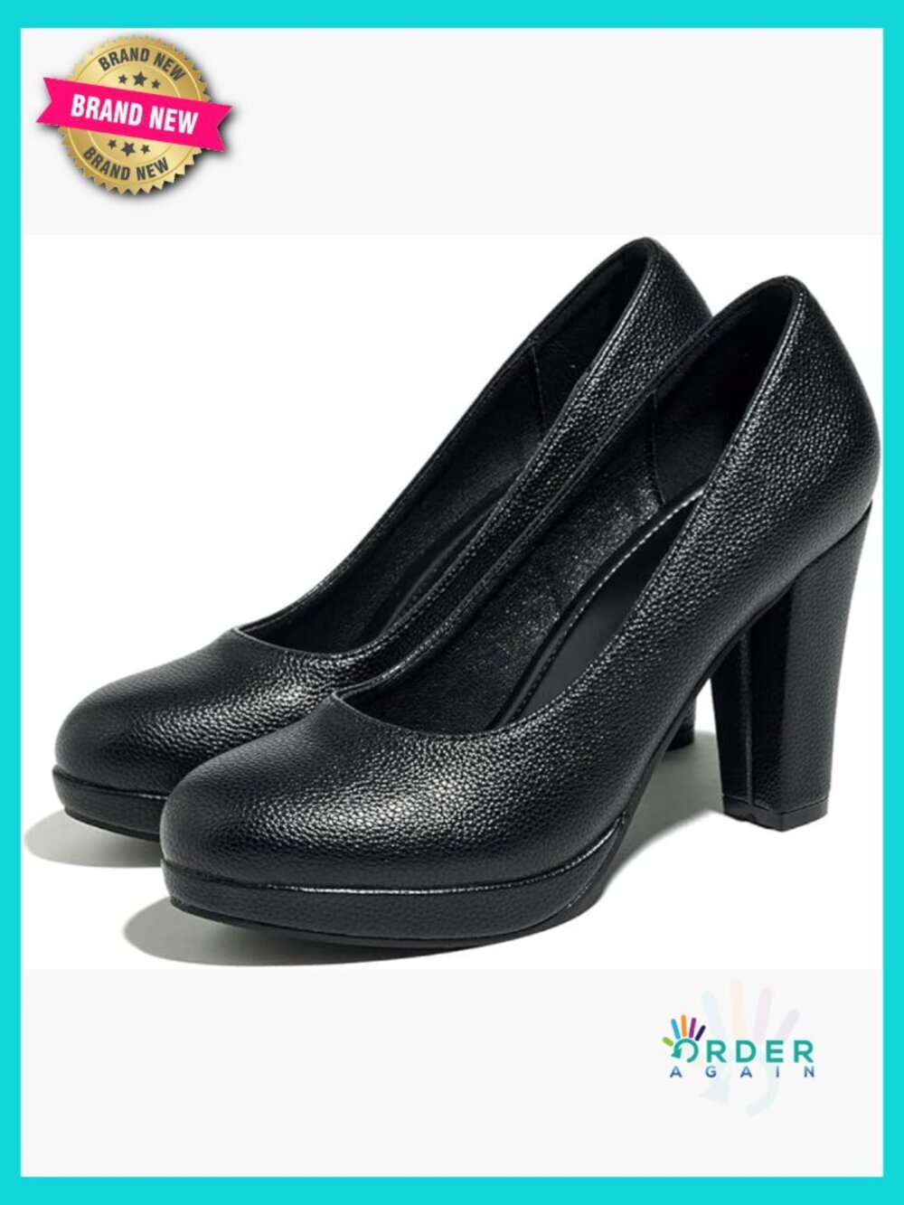 Chunky Block Heel Pumps Closed Round Toe Comfortable Dress Shoes Classic